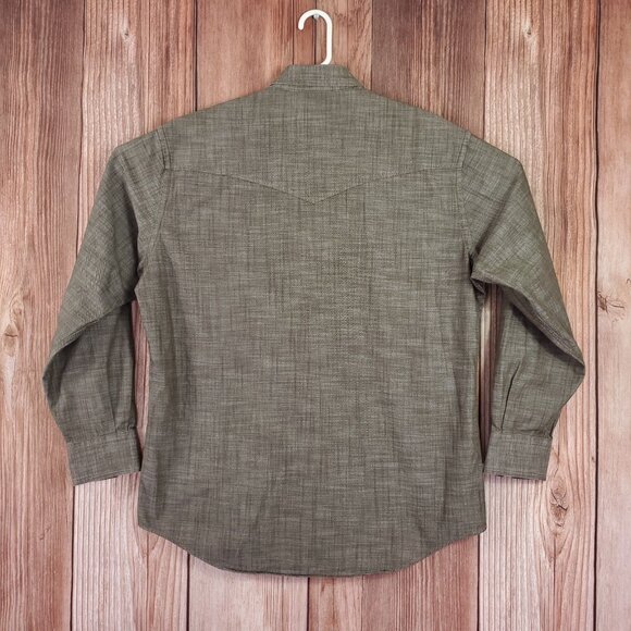Schaefer Outfitter Mens Large Button Down LS Western Shirt Cowboy Khaki 7070 - Picture 2 of 12